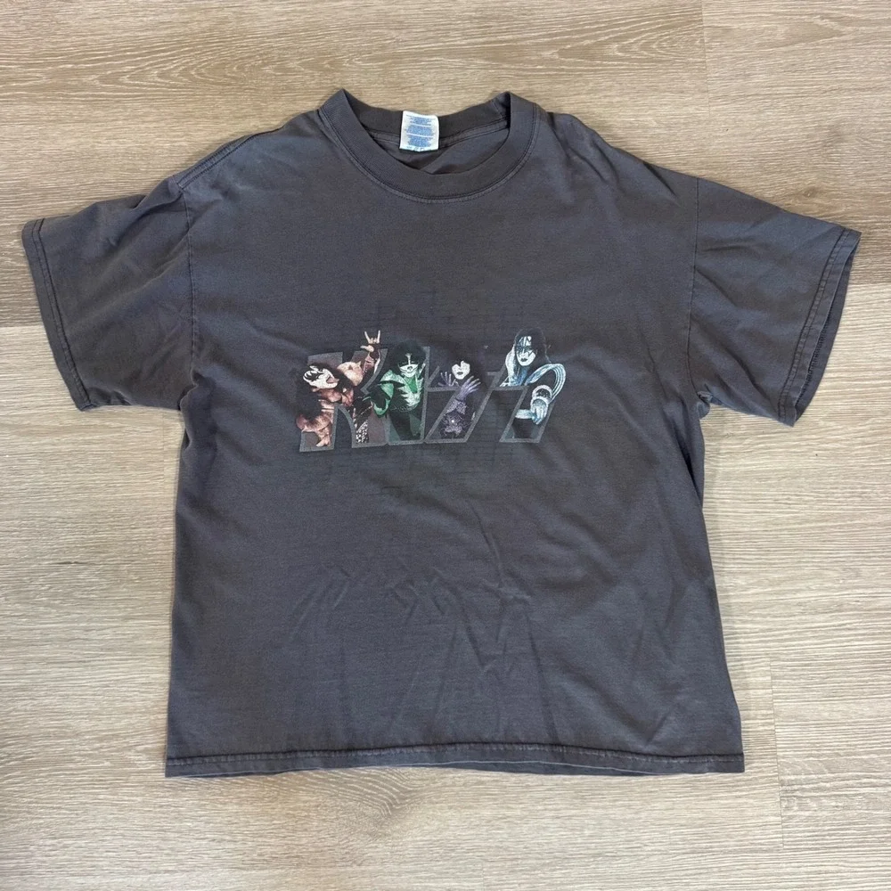 Vtg 2000 M&O Knits KISS Band Tee Mens Large Farewell Tour Graphic T-Shirt‎